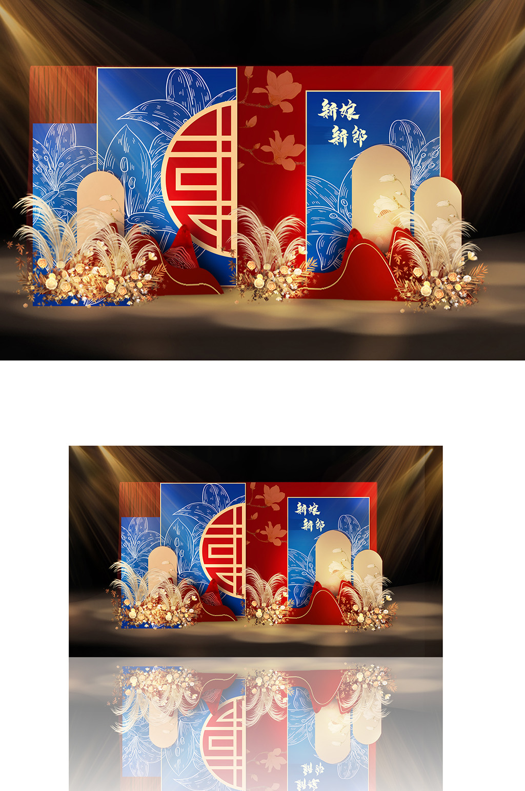 婚礼白色铁艺花瓣发光花道具素材