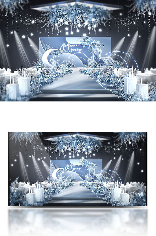 蓝色唯美梦幻婚礼效果图-众图网