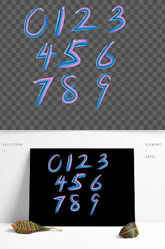炫彩数字手绘设计0123456789矢量
