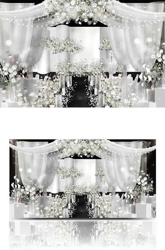 韩式婚礼白绿色效果图-众图网