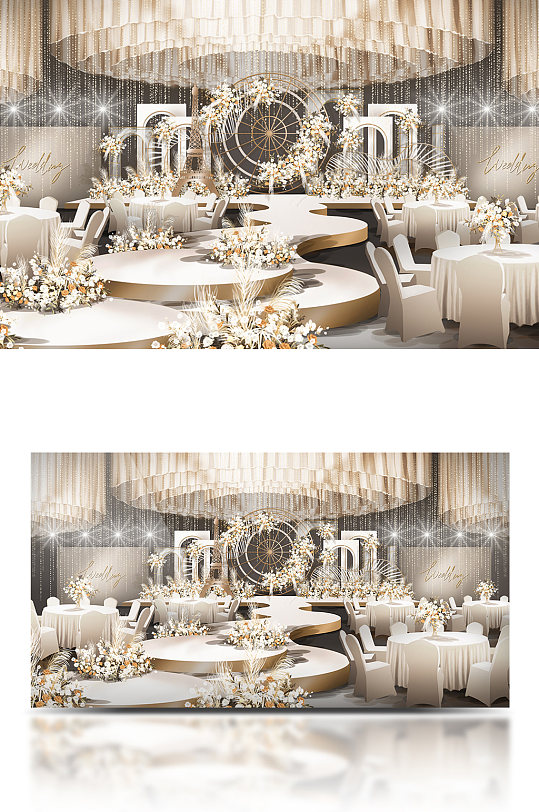 香槟色婚礼效果图-众图网