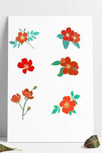 中国风传统配色各种形态花卉花朵元素