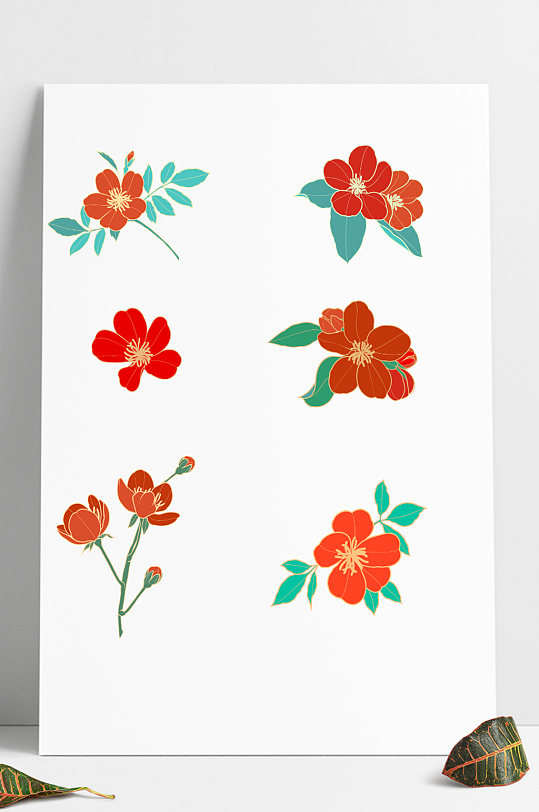 中国风传统配色各种形态花卉花朵元素