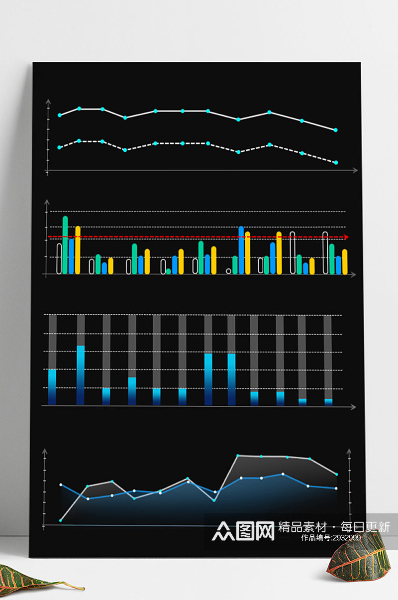 大数据统计图大数据素材柱状图折线图素材
