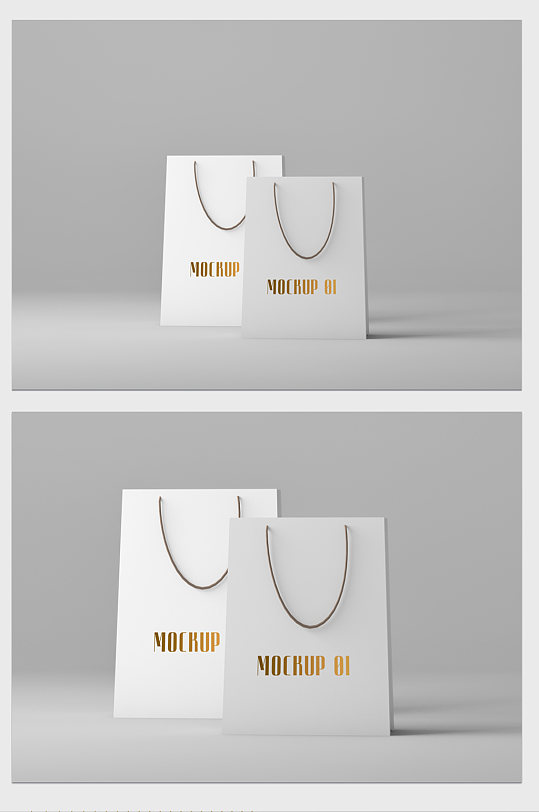 简约创意多规格手提袋设计展示样机-众图网