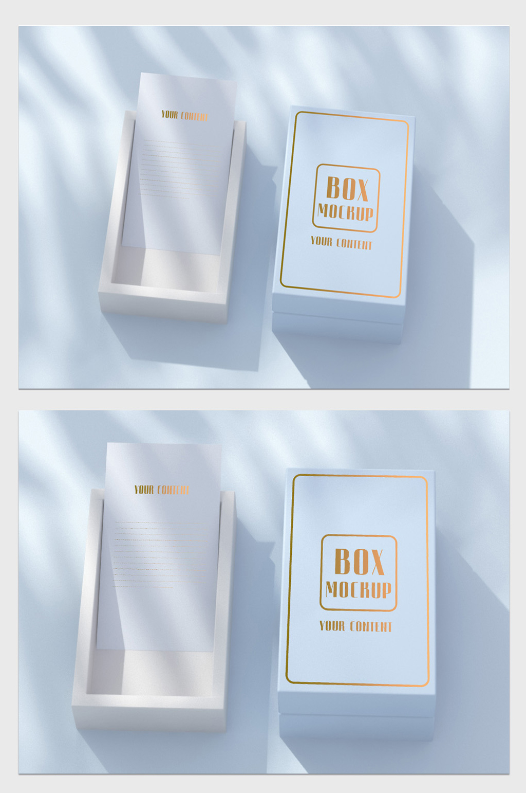 简约带卡片礼盒包装盒logo设计展示样机素材