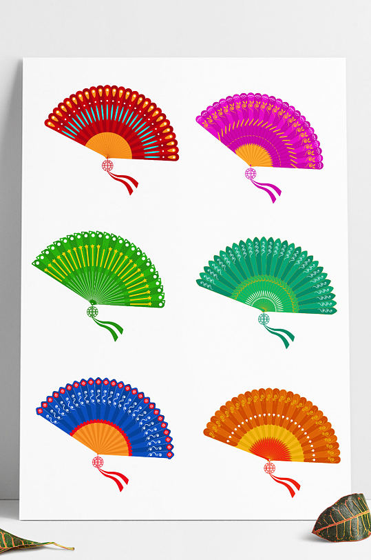 创意中国风国潮扇子中式花纹矢量元素