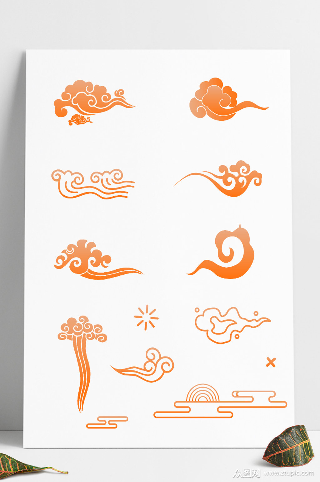 中国风矢量祥云中式云纹花纹理图案素材背景