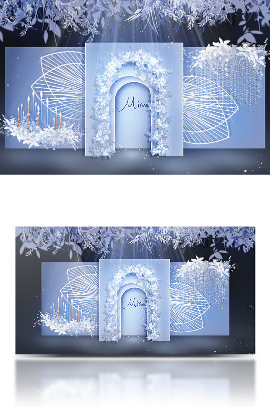 简约蓝色婚礼效果图-众图网