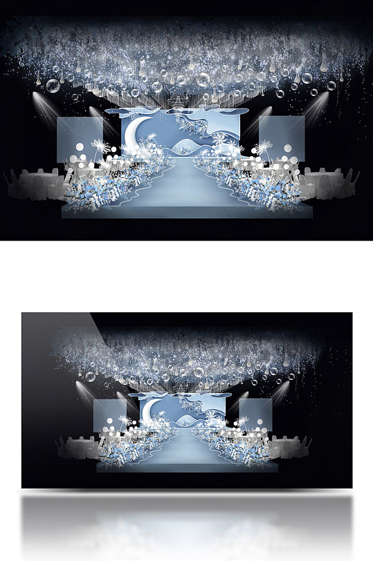 蓝色海洋天空浪漫简约大气经典法式婚礼-众图网