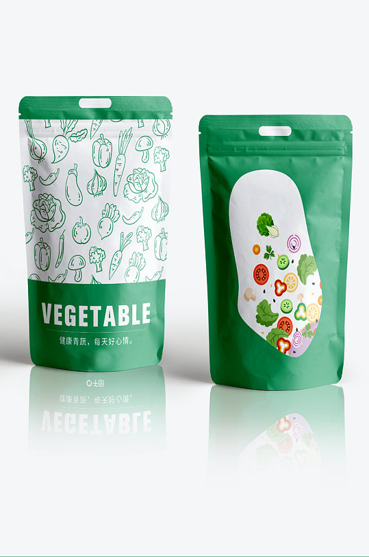 绿色清新健康简约蔬菜包装