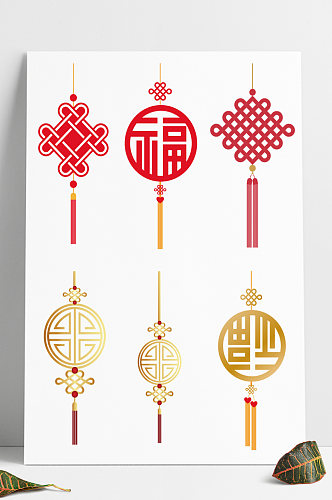 新年喜庆金色灯笼烟花中国结矢量元素海报