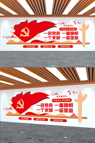 党员活动室大气党建文化墙