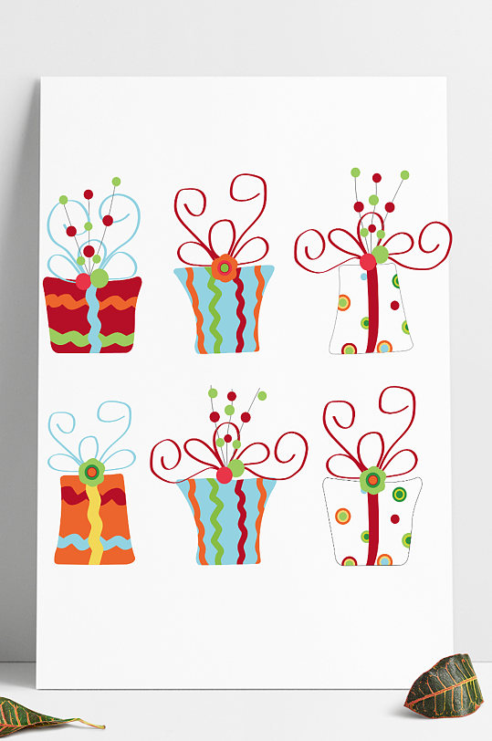 矢量卡通手绘圣诞节节日生日海报礼物