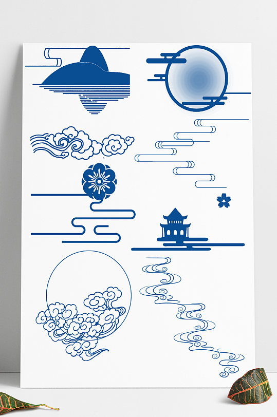 花纹免扣元素中式祥云纹浪花装饰纹理立即下载简约国潮花边祥中国风