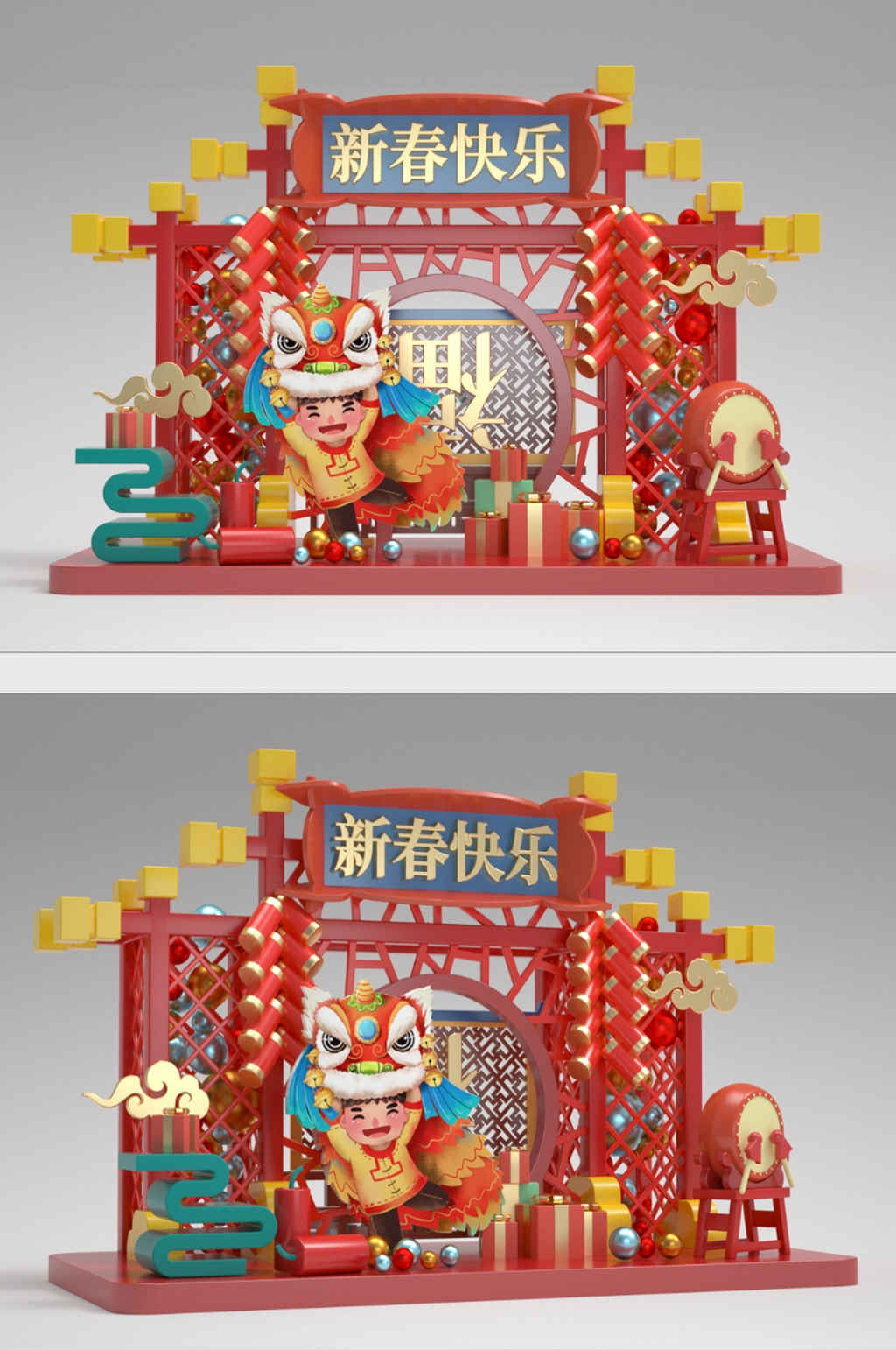 C4D新年美陈模型素材
