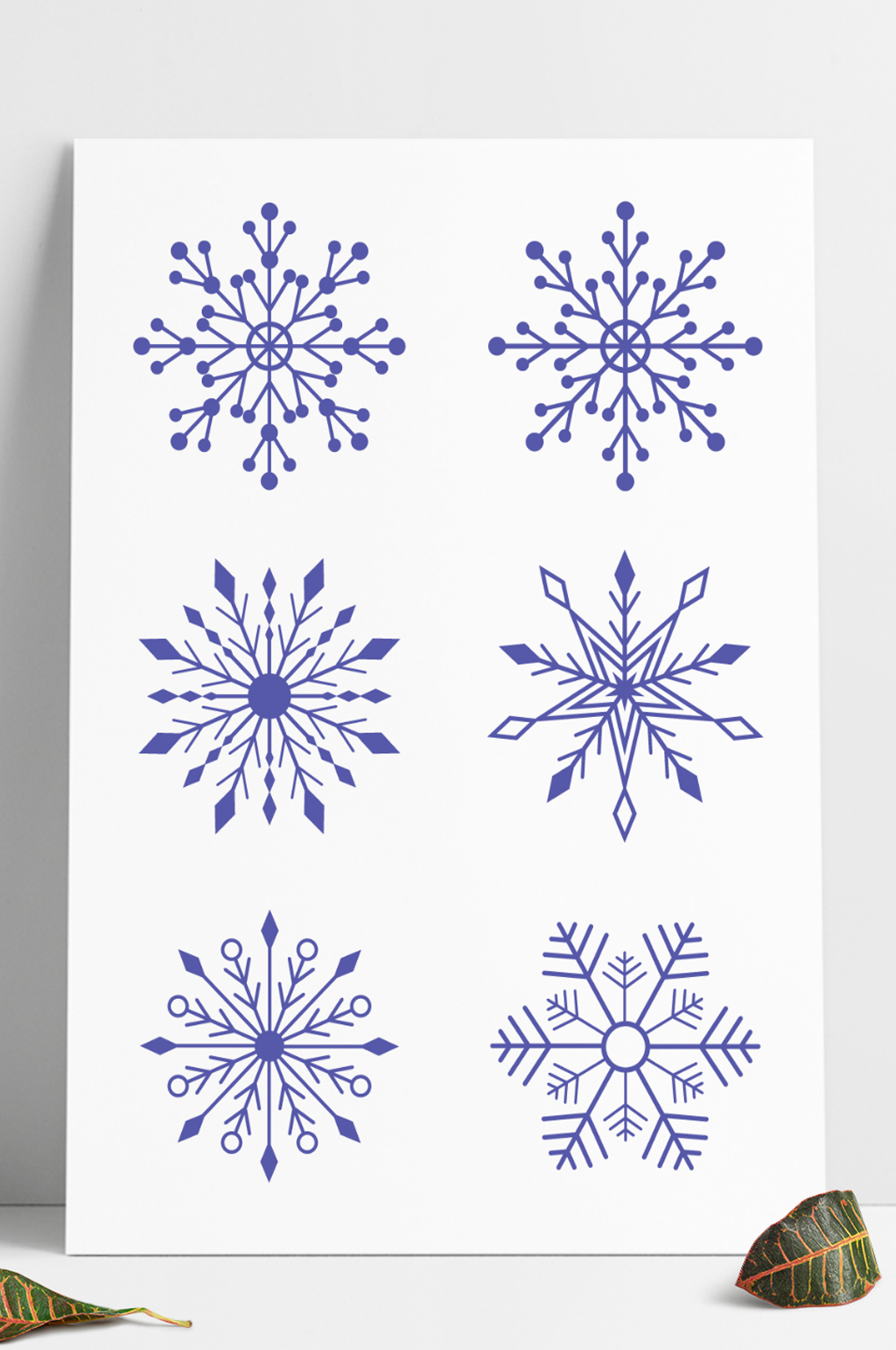 矢量冬季雪花圣诞节元素简约装饰图案图标素材
