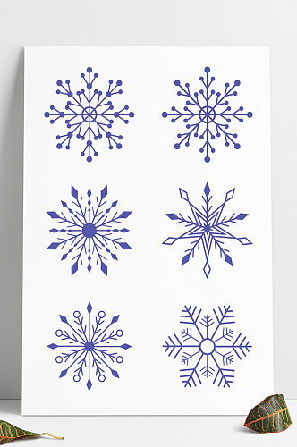 矢量冬季雪花圣诞节元素简约装饰图案图标