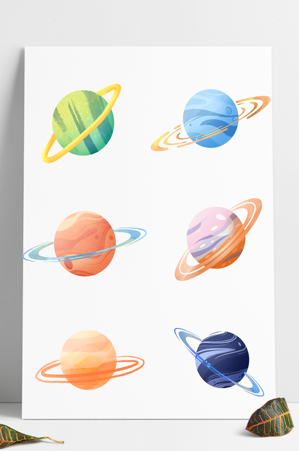手绘矢量可编辑宇宙星球素材套图素材