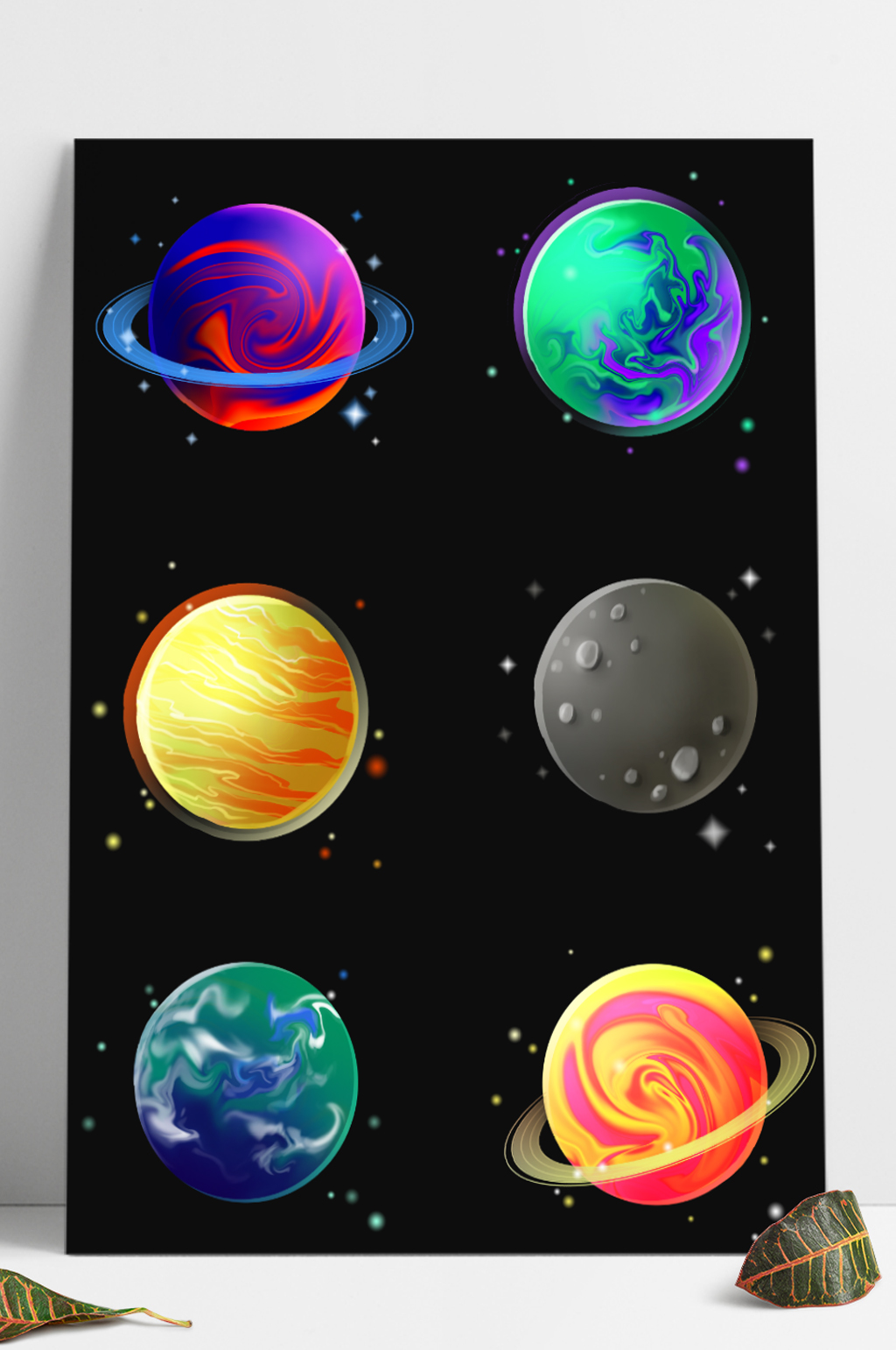 宇宙星球素材套图地球月球太空彩色素材