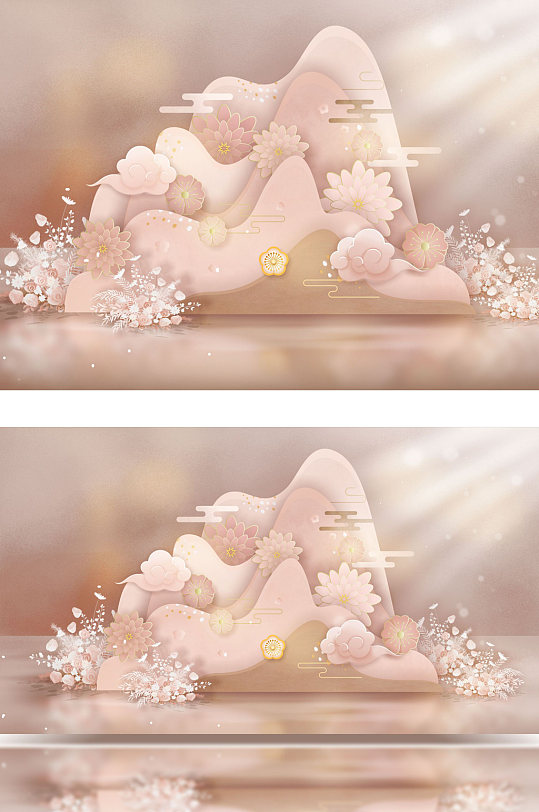 裸粉棕色婚礼订婚派对活动装饰背景效果图-众图网