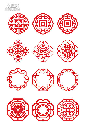 中国风古典花纹装饰边框中式复古边框窗花