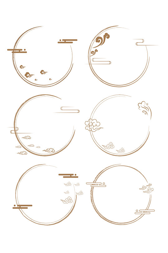 中式边框中国风古典花纹纹理圆形边框标题框