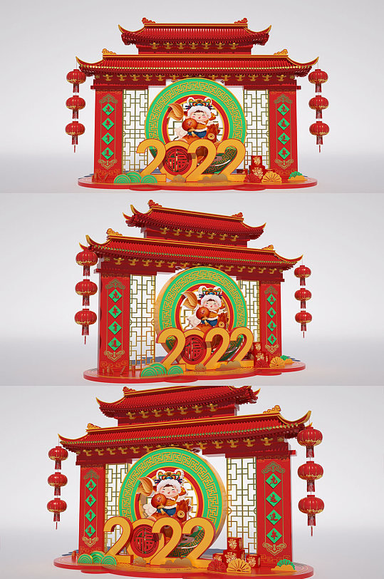 2022年虎年春节雕塑-众图网