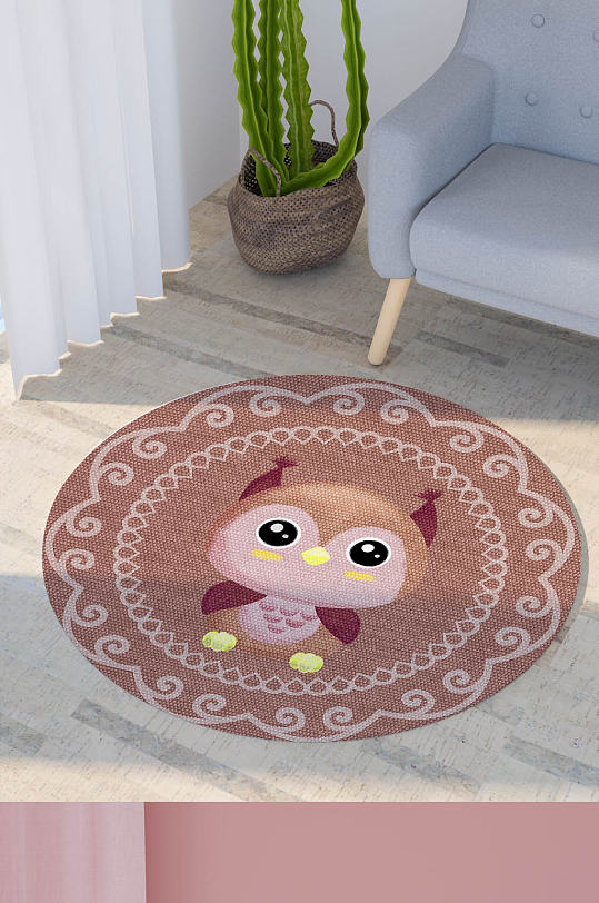 卡通动物小鸟欧式花纹儿童房立体地毯印花图
