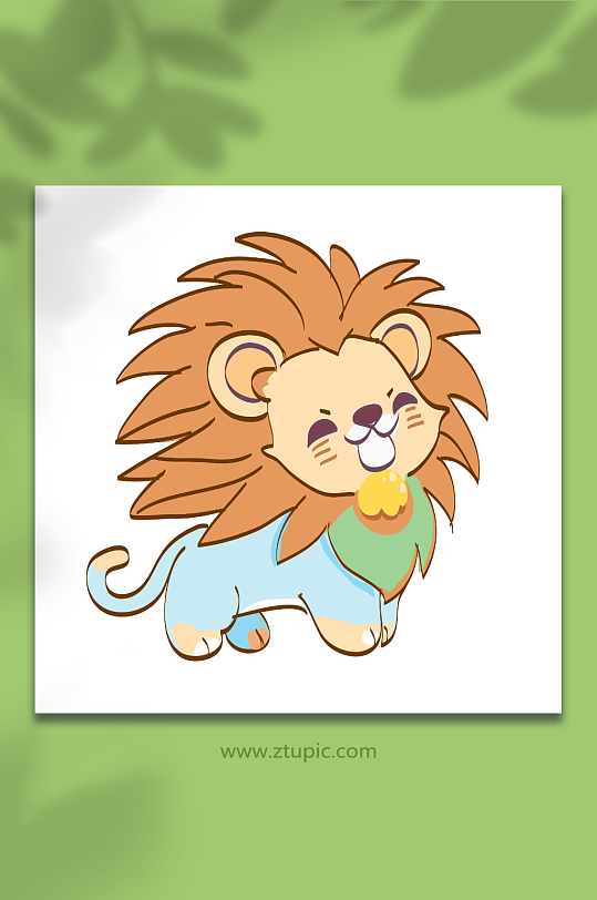 可爱动物狮子矢量插画