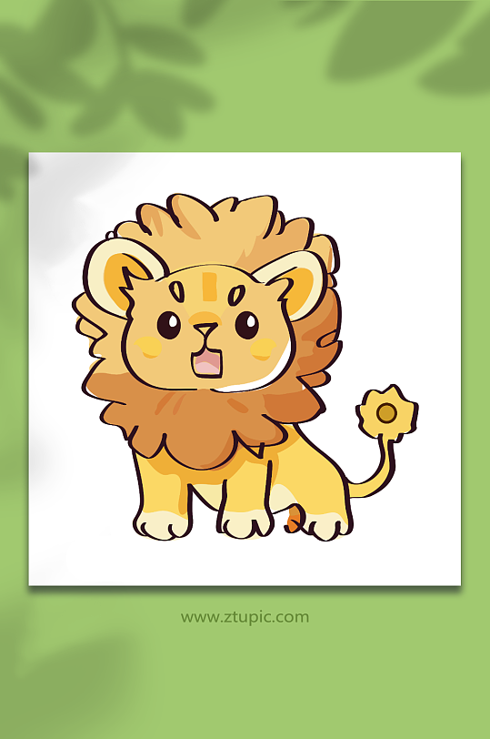 可爱卡通动物狮子矢量插画