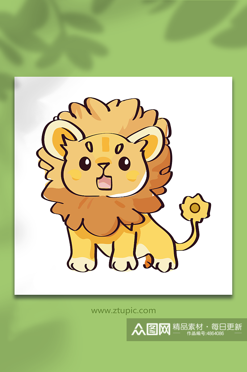 可爱卡通动物狮子矢量插画素材