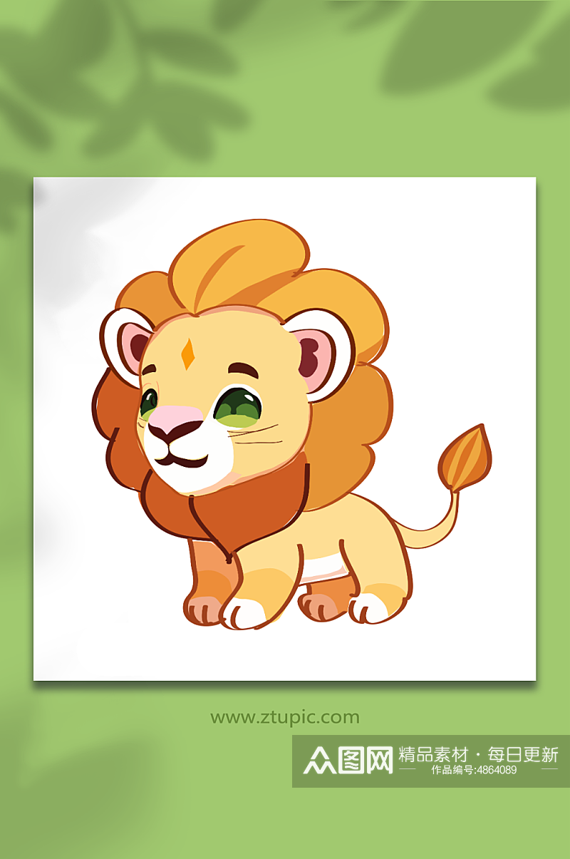 可爱卡通小动物狮子矢量插画素材
