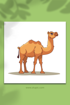 漫画沙漠骆驼矢量插画