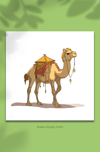 卡通动物骆驼矢量插画