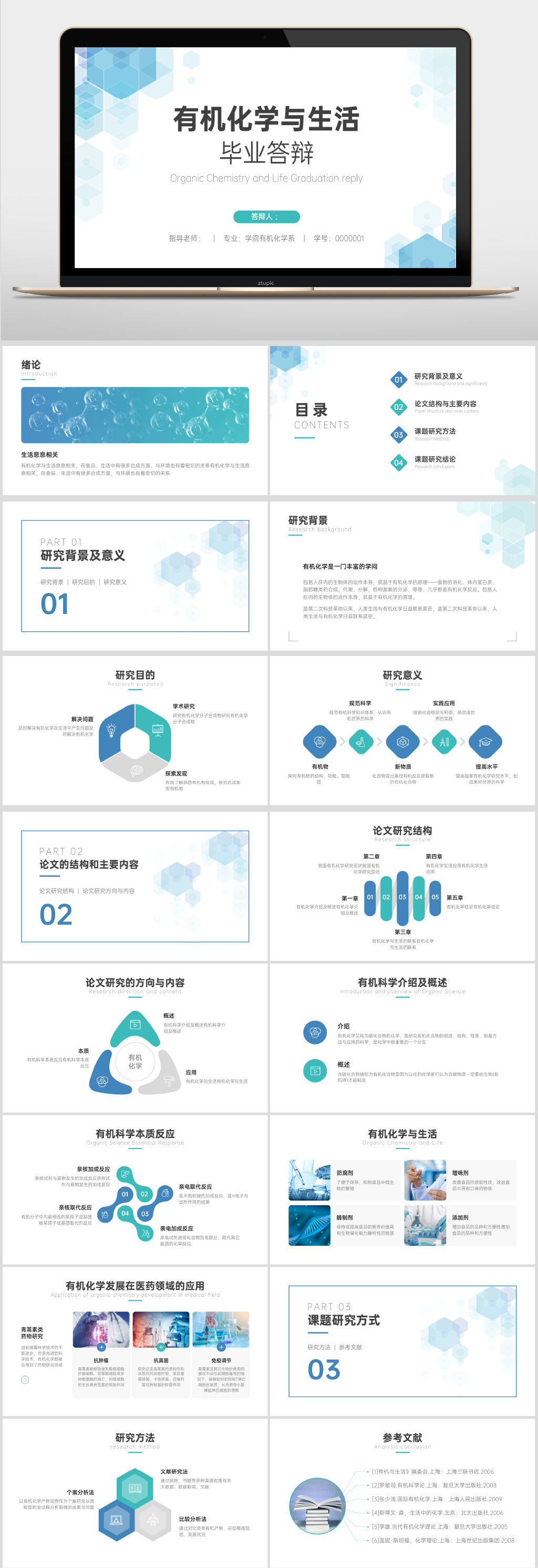 化学理科毕业论文答辩PPT素材