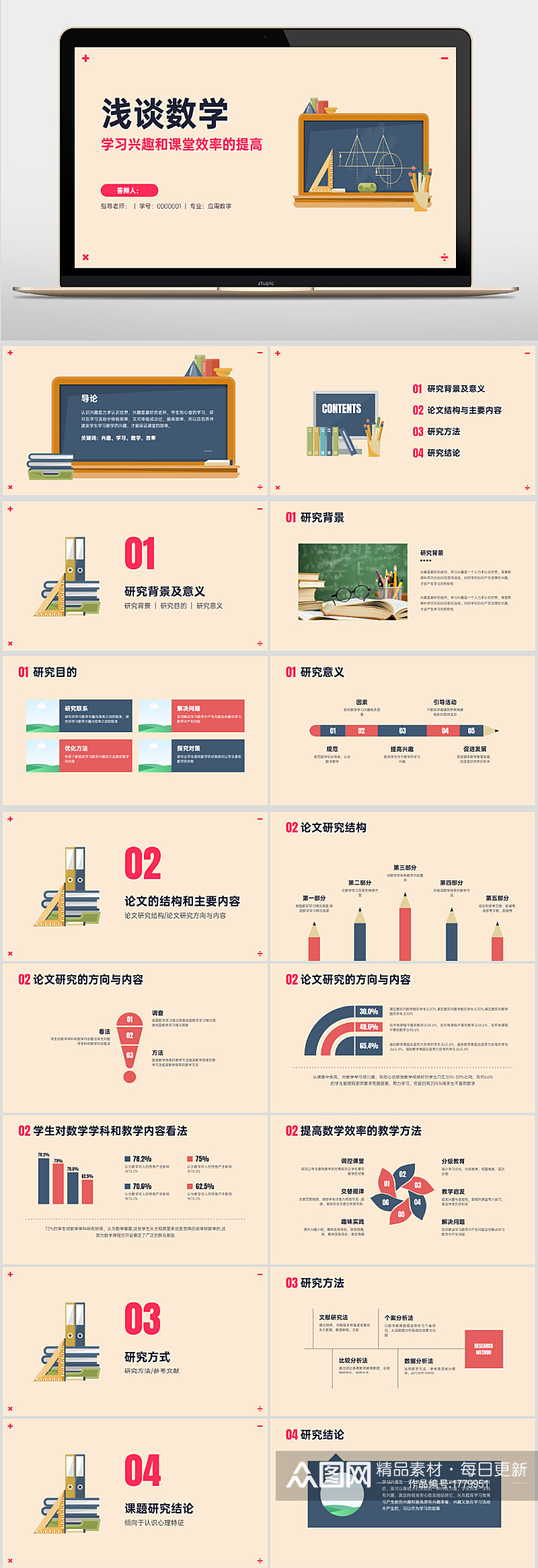 教育专业毕业答辩汇报PPT素材