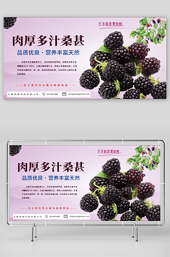新鲜桑葚果园超市水果促销展板