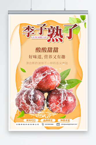 酸酸甜甜西梅李子夏季水果果园促销海报
