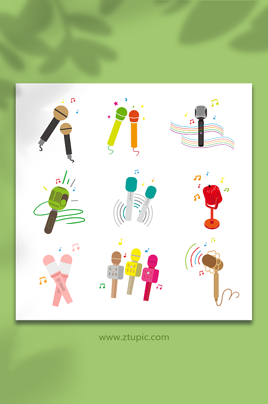 话筒麦克风音乐图标插画-众图网