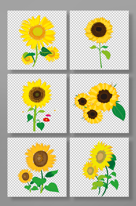 矢量向日葵花卉元素插画-众图网