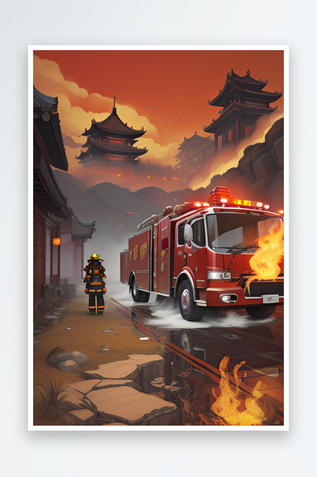 消防主题插画消防英雄素材
