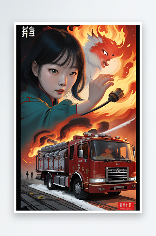 消防主题插画消防英雄