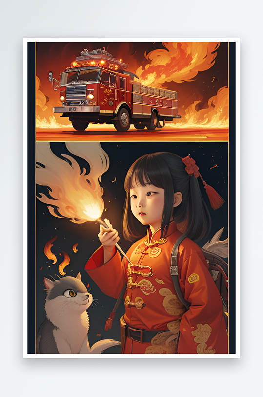消防主题插画消防英雄