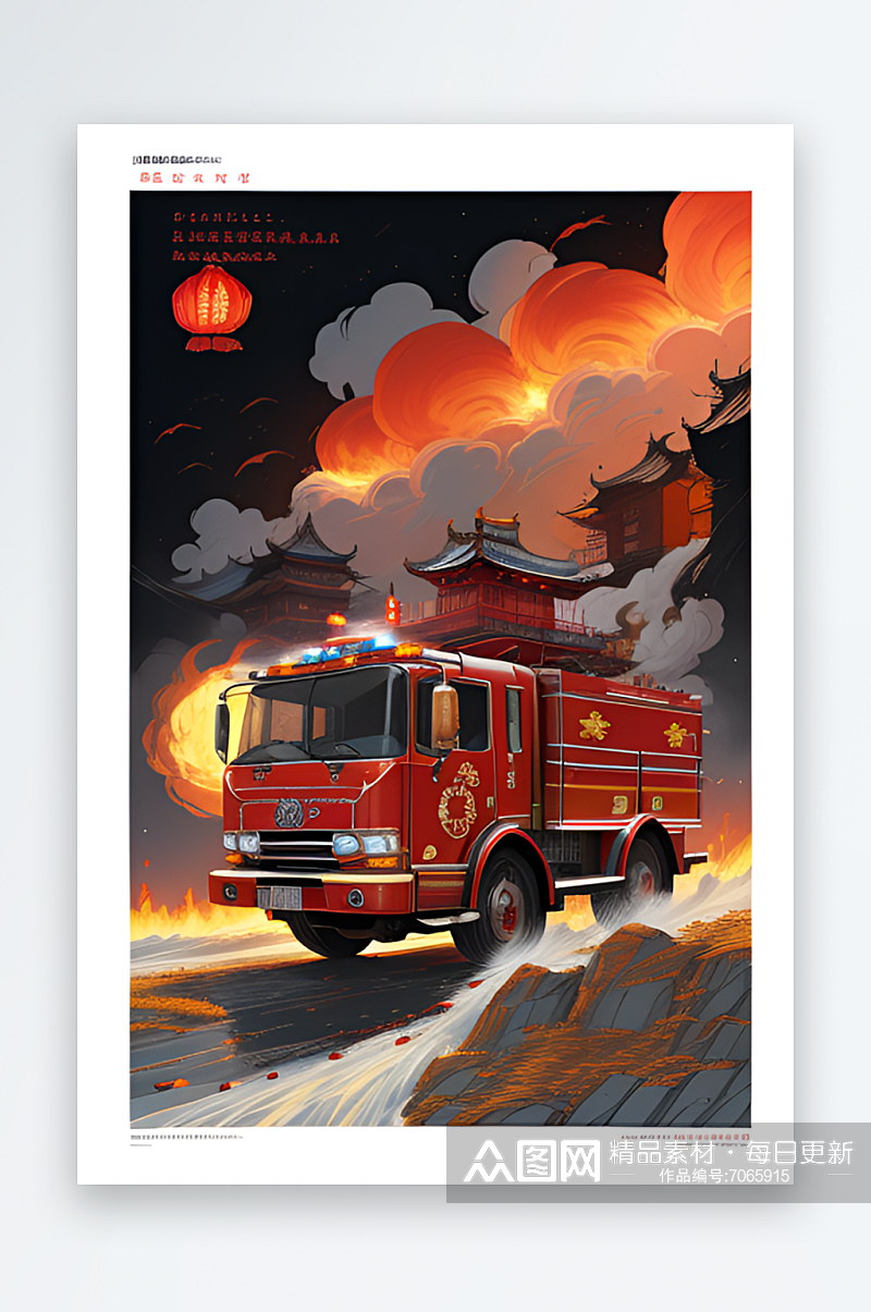 消防主题插画消防英雄素材