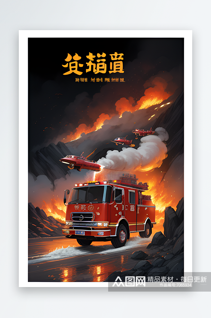 消防主题插画消防英雄素材