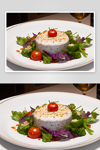 一盘食物上有沙拉蔬菜高清美食摄影