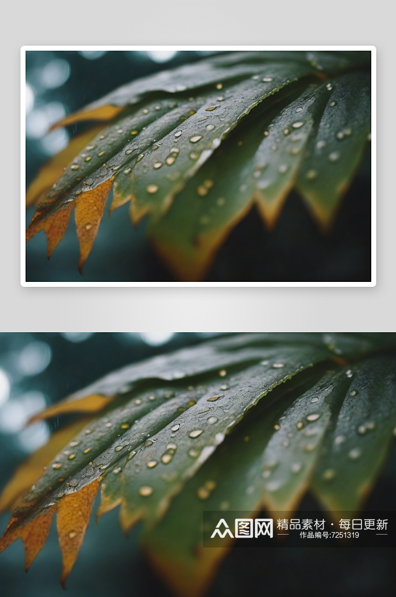 下雨天枫叶落满地面素材