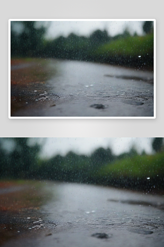 特写镜头下水珠在雨水中闪烁着迷人的光芒