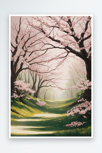 充满浪漫气息的粉色梅花森林景观